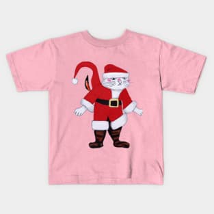 Retro Vintage Pink Santa Claus Cat Kids T-Shirt